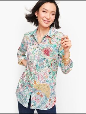 Talbots Modern Classic Shirt Multicolor Paisley